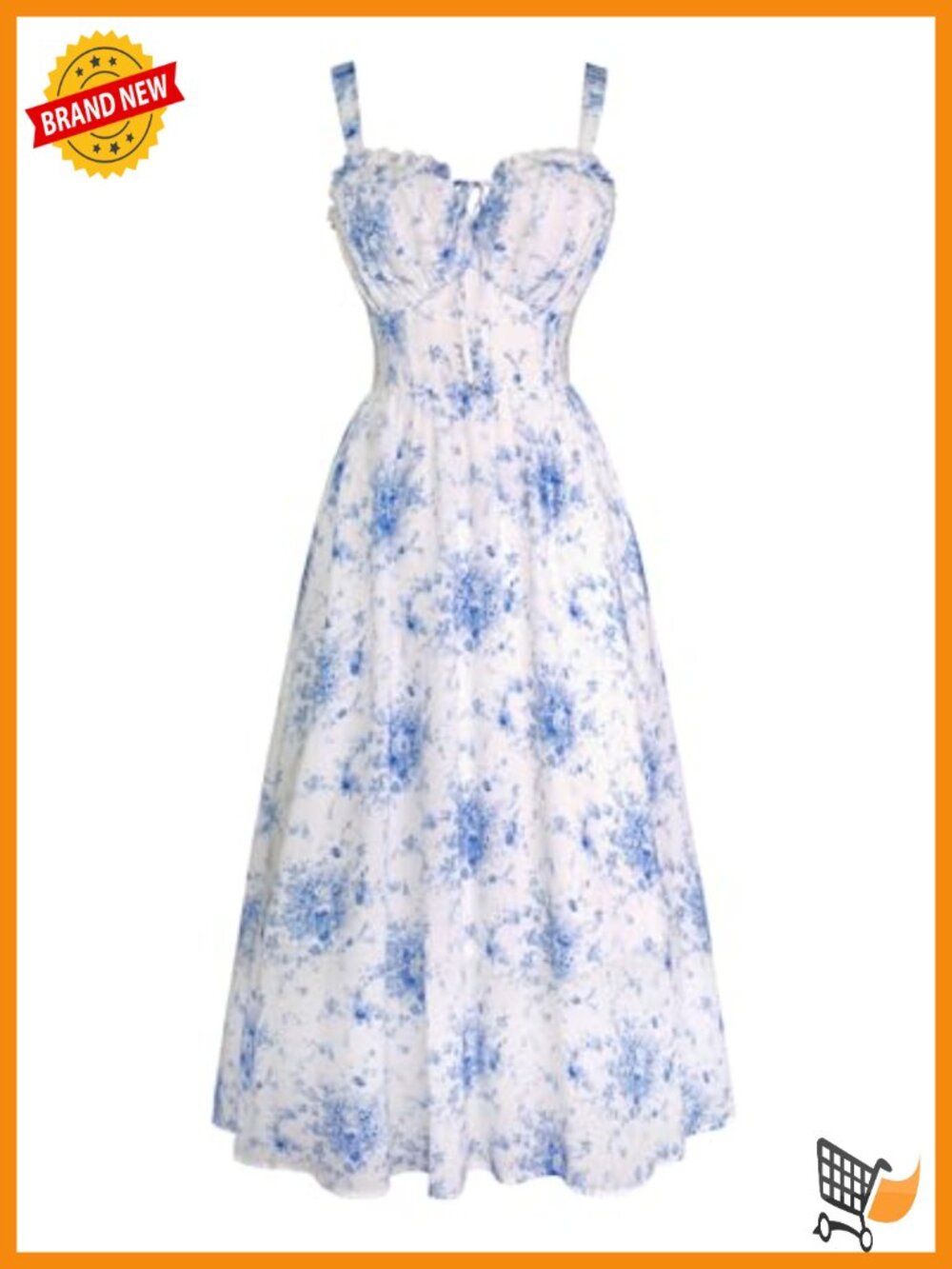 Floral Corset Milkmaid Dress with Pockets Adjustable Straps